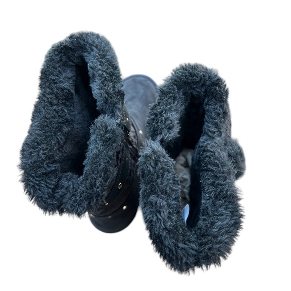 MK Michael Kors Black Suede Leather Boots Fleece Lined Side Zip - Picture 15 of 16